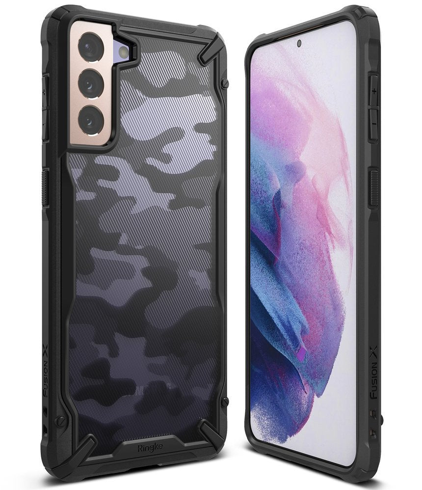 Противоударен Хибриден Калъф за Samsung S21 Plus, Ringke Fusion X Camouflage Case, Черен (2)
