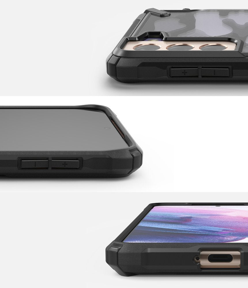 Противоударен Хибриден Калъф за Samsung S21, Ringke Fusion X Camouflage Case, Черен (5)