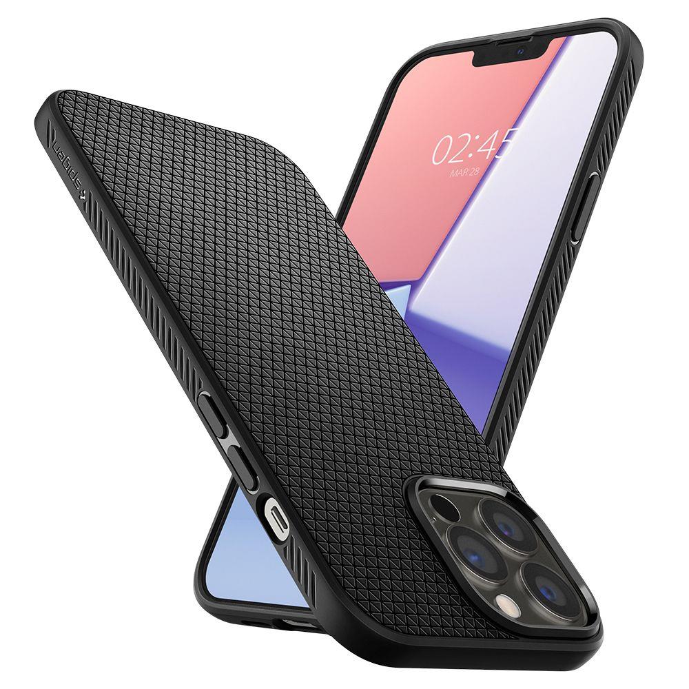 Противоударен Силиконов Калъф за за iPhone 13 Pro, Spigen Liquid Air Case, Черен (2)