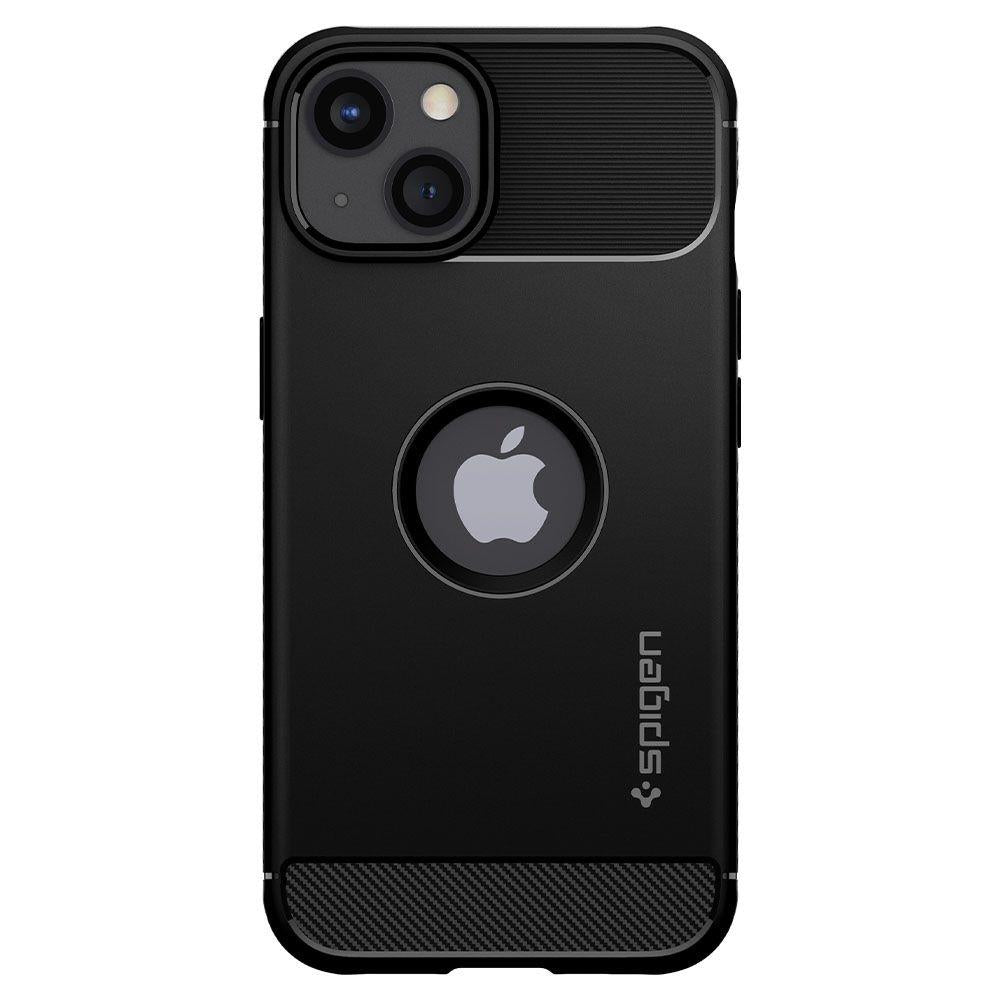 Противоударен Силиконов Калъф за iPhone 13 Mini, Spigen Rugged Armor Case, Черен (3)