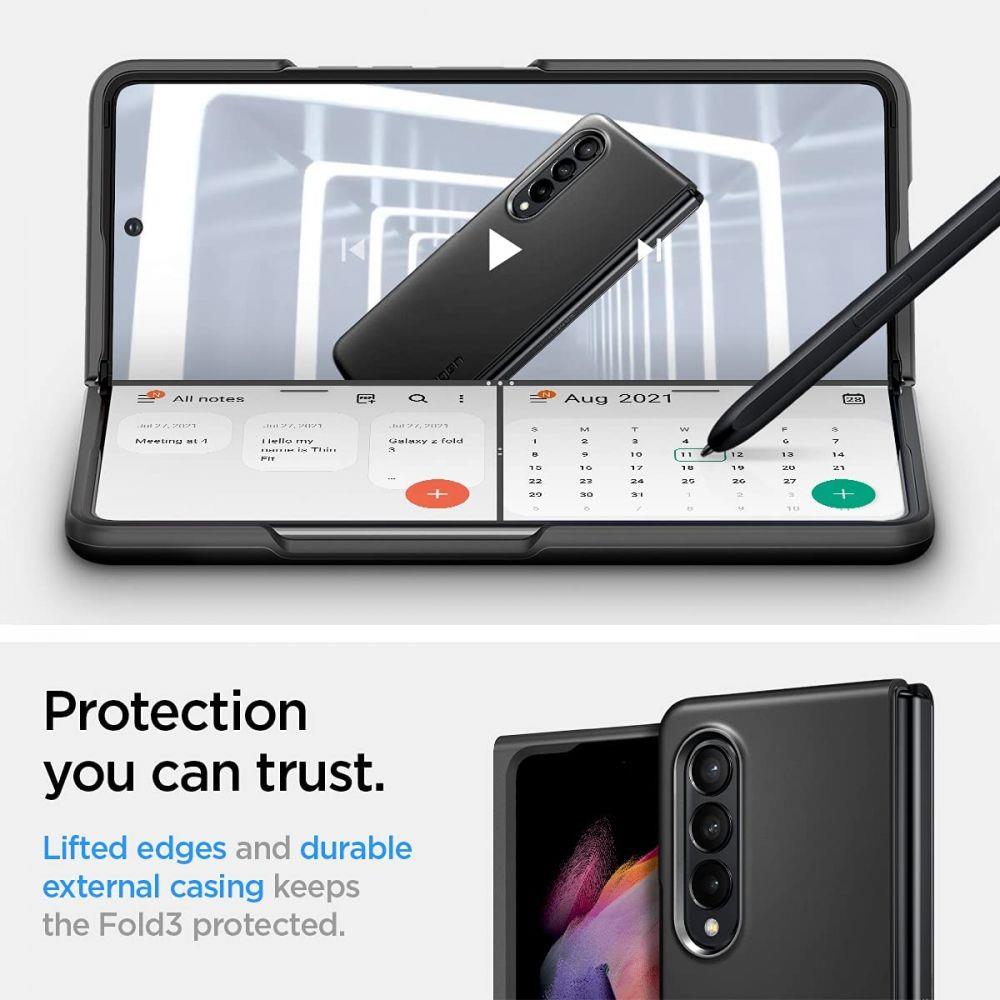 Противоударен Калъф за Samsung Z Fold 3, Spigen Thin Fit Case, Черен (7)
