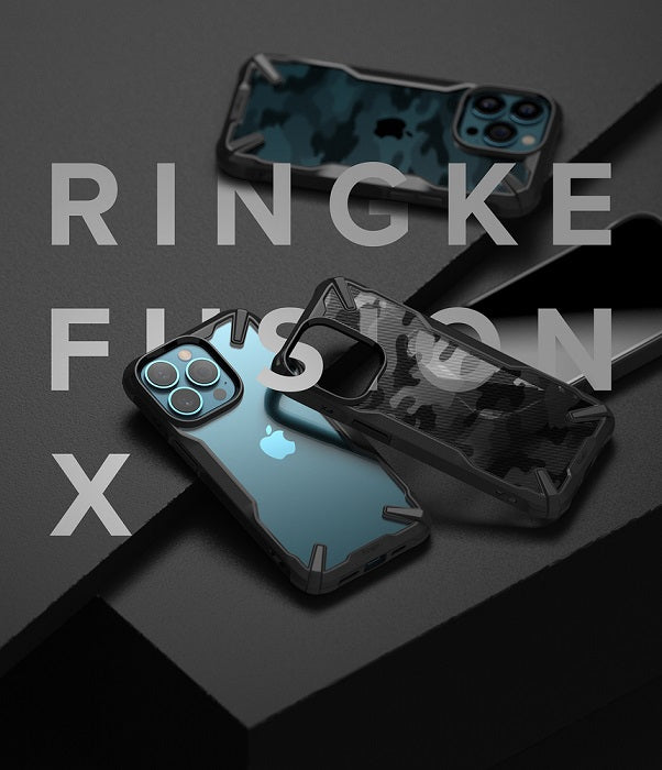 Противоударен Хибриден Калъф за iPhone 13 Pro, Ringke Fusion X Camouflage Case, Черен (6)