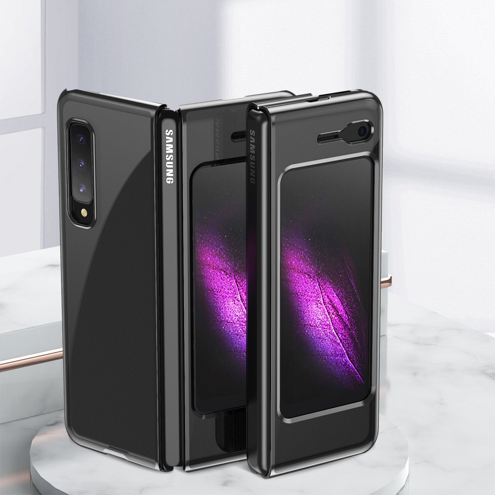 Поликарбонатен Калъф за Samsung Galaxy Z Fold 1, Electroplating Frame Case, Черен (2)