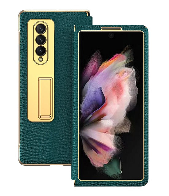 Кожен Калъф с Поставка за Samsung Z Fold 3, GKK Leather Case, Зелен (2)