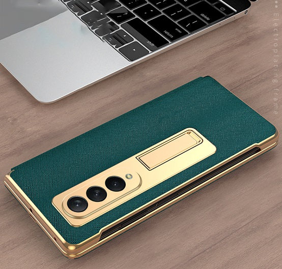 Кожен Калъф с Поставка за Samsung Z Fold 3, GKK Leather Case, Зелен (4)