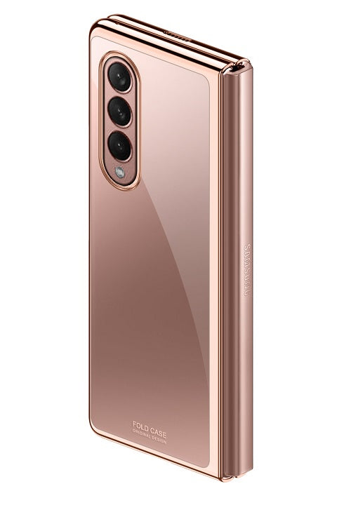 Поликарбонатен Калъф за Samsung Galaxy Z Fold 3, Electroplating Frame Case, Златист (3)