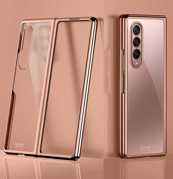 Поликарбонатен Калъф за Samsung Galaxy Z Fold 3, Electroplating Frame Case, Златист (2)