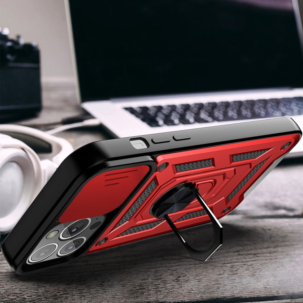 Калъф със Стойка-Пръстен за iPhone 13 Pro, Kickstand Camera Case, Черен (5)