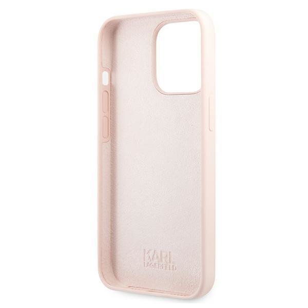 Луксозен Калъф за iPhone 13 Pro, Karl Lagerfeld Silicone Iconic Case, Розов (4)