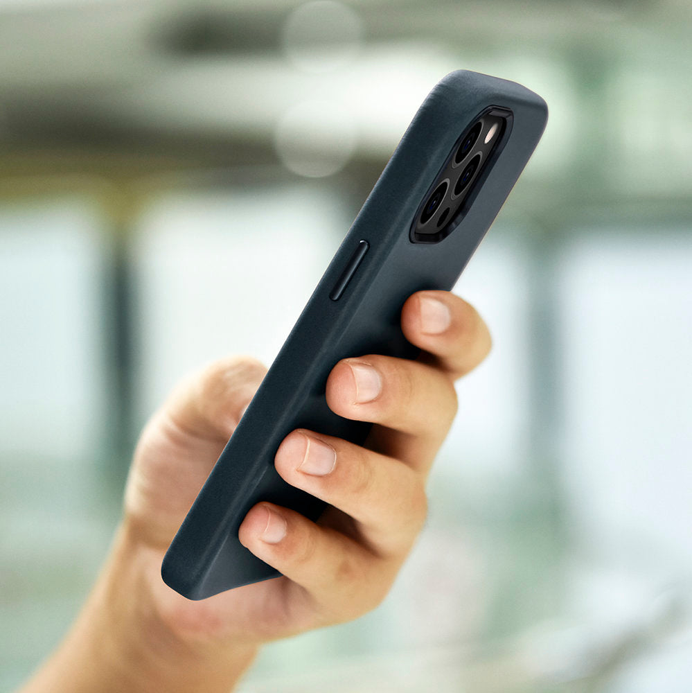 Magsafe Калъф от Естествена Кожа за iPhone 13 Pro Max, iCarer Leather Case, Син (3)