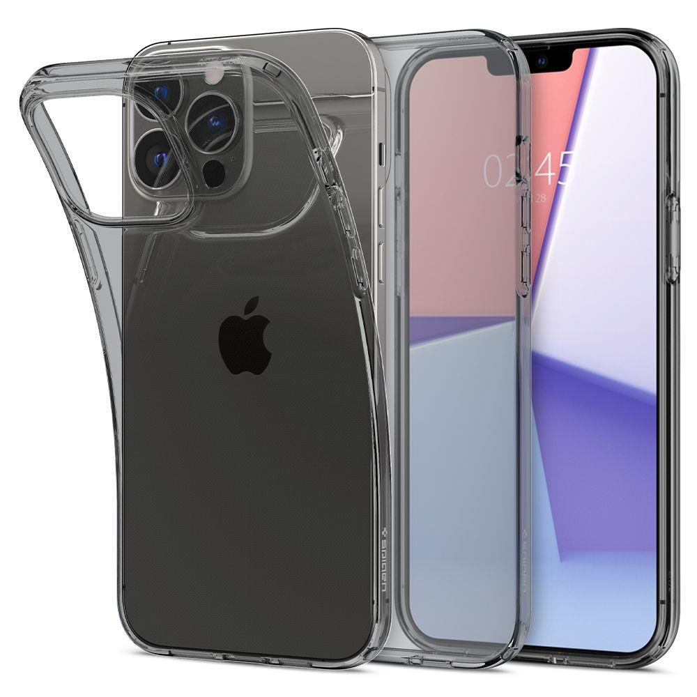 Противоударен Силиконов Калъф за iPhone 13 Pro, Spigen Liquid Crystal Case, Черен (4)