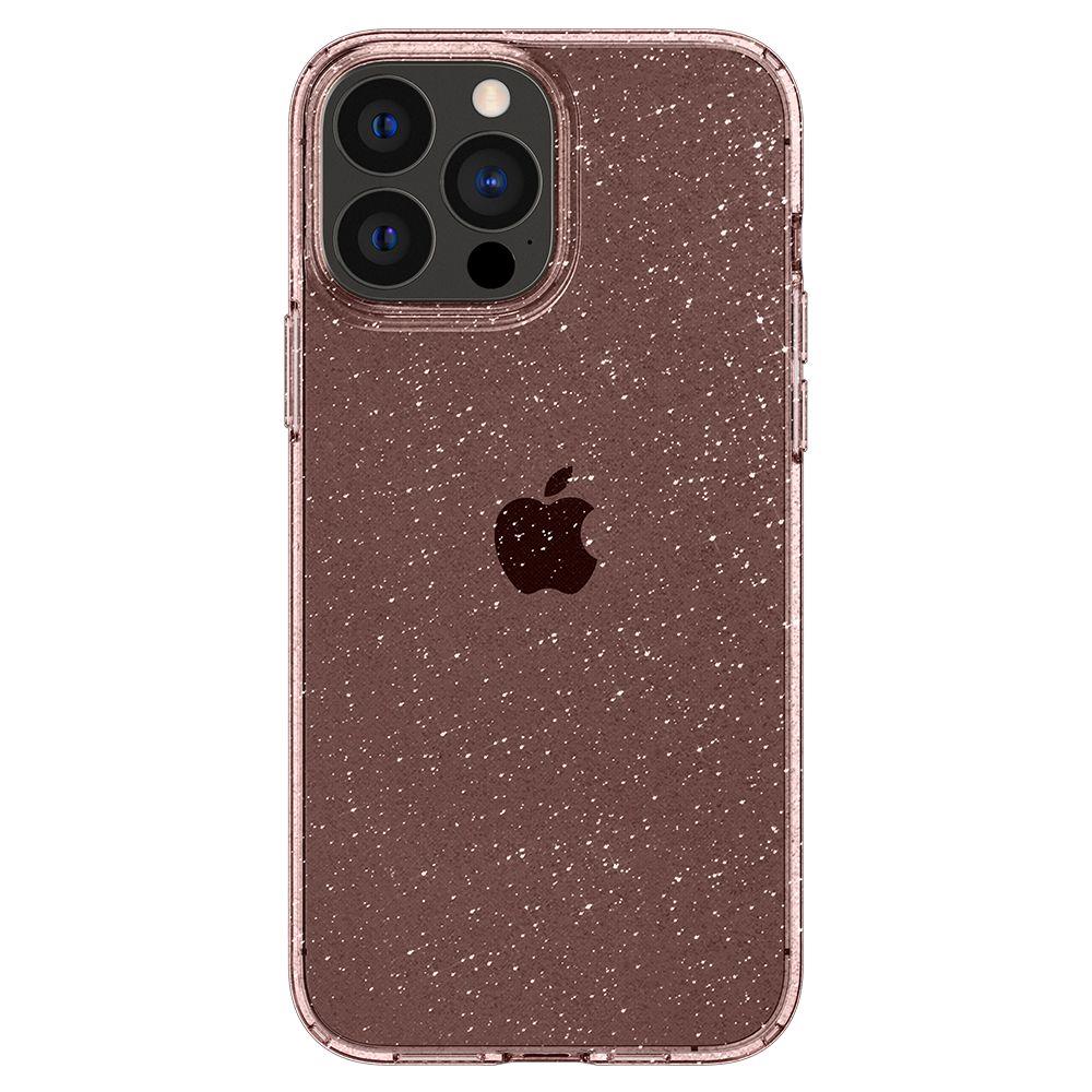 Противоударен Блестящ Калъф за iPhone 13 Pro Max, Spigen Liquid Crystal Glitter Quartz Case, Розов