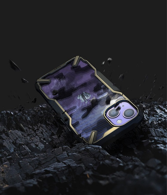 Противоударен Хибриден Калъф за iPhone 13, Ringke Fusion X Camouflage Case, Черен (5)