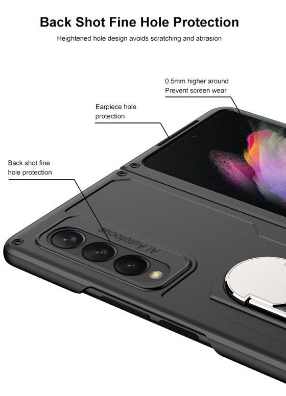 Калъф с Метална Поставка за Samsung Z Fold 3, GKK KickStand Case, Черен (5)