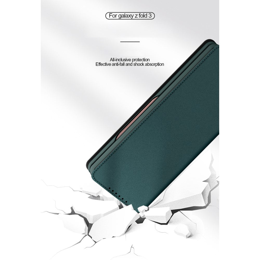 Кожен Калъф 2в1 за Samsung Z Fold 3, GKK Split Leather Case, Зелен (4)