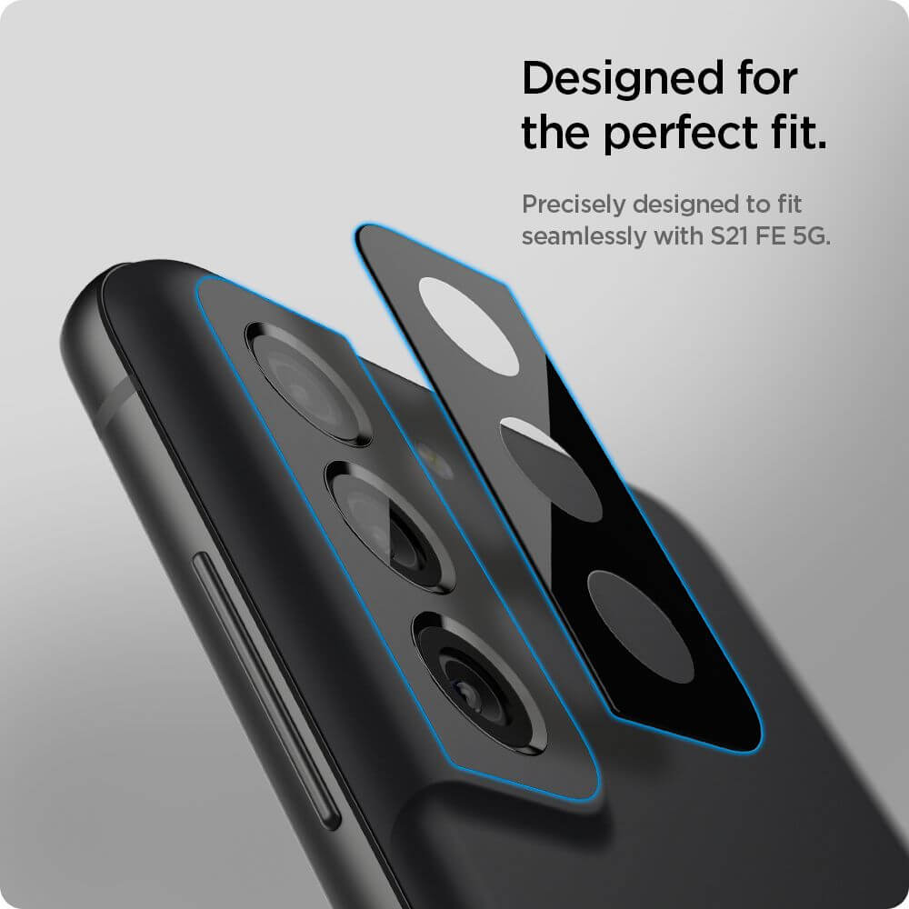 Стъклен Протектор за Камерата на Samsung S21 FE, Spigen EZ Fit Optik Pro Glass tR 2бр., Черен (6)