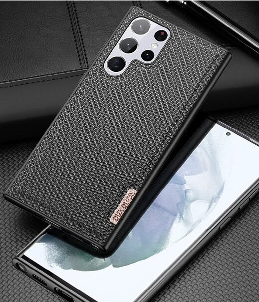 Калъф с Текстилен Ефект за Samsung S22 Ultra, Dux Ducis Fino Case, Черен (2)