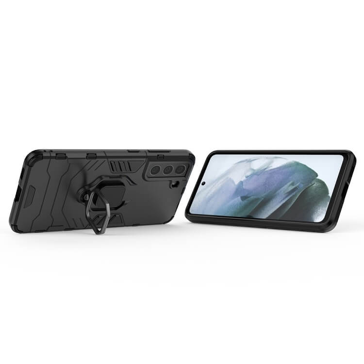 Калъф с Пръстен-Стойка за Samsung S21 FE, Kickstand Armor Case, Черен (3)