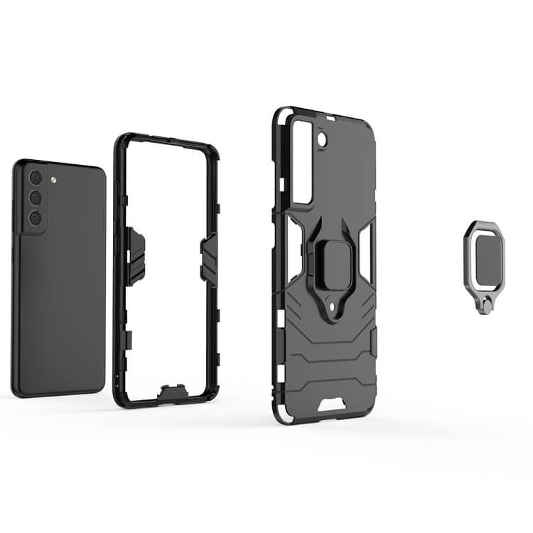 Калъф с Пръстен-Стойка за Samsung S21 FE, Kickstand Armor Case, Черен (5)
