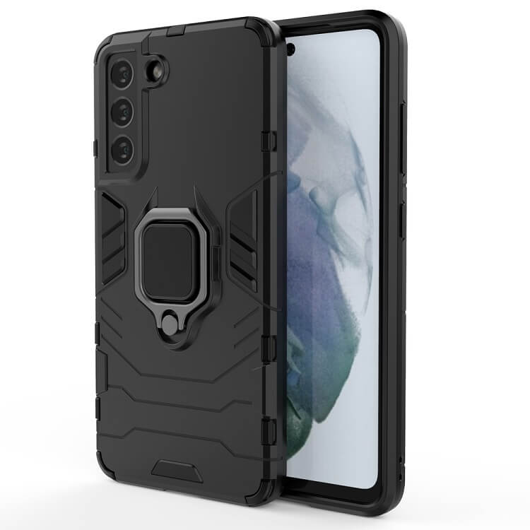 Калъф с Пръстен-Стойка за Samsung S21 FE, Kickstand Armor Case, Черен