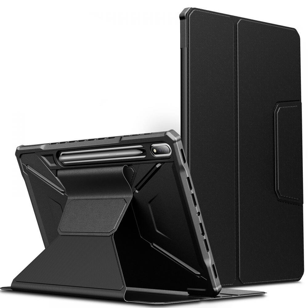 Противоударен Калъф за Samsung Tab S8 Plus/ S7 Plus/ S7 FE, Infiland Stand Case, Черен