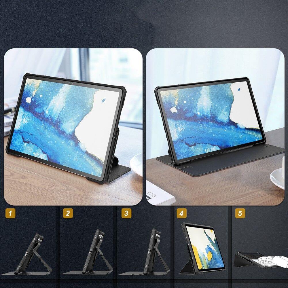 Противоударен Калъф за Samsung Tab S8 Plus/ S7 Plus/ S7 FE, Infiland Stand Case, Черен (4)