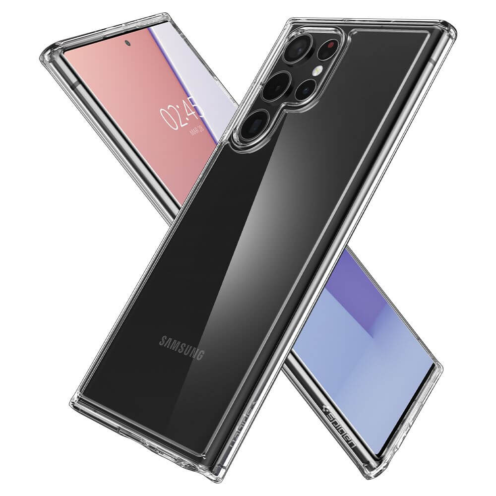 Противоударен Хибриден Калъф за Samsung S22 Ultra, Spigen Ultra Hybrid Case, Прозрачен (6)