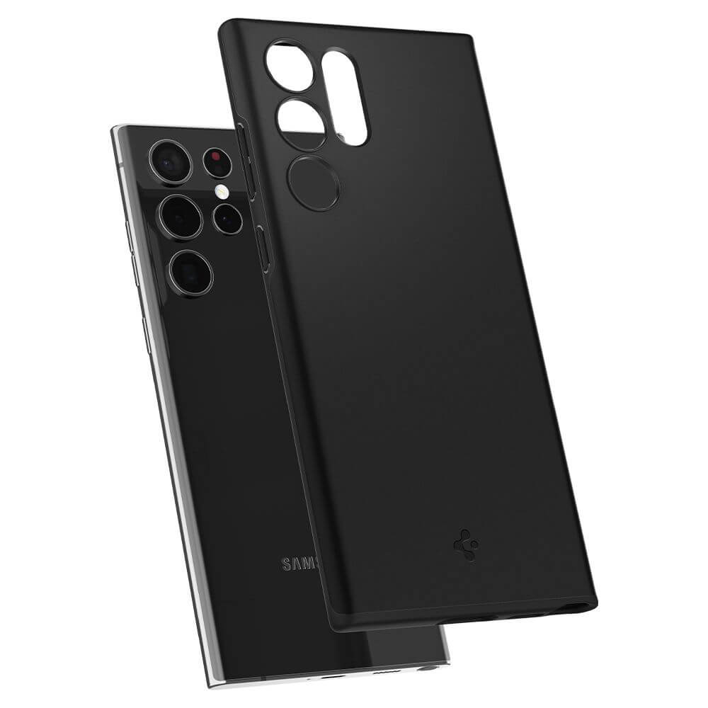 Противоударен Калъф за Samsung S22 Ultra, Spigen Thin Fit Case, Черен (7)