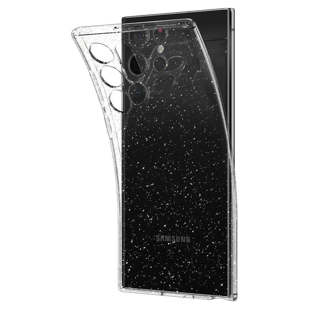Противоударен Блестящ Калъф за Samsung S22 Ultra, Spigen Liquid Crystal Glitter Quartz Case, Прозрачен (5)