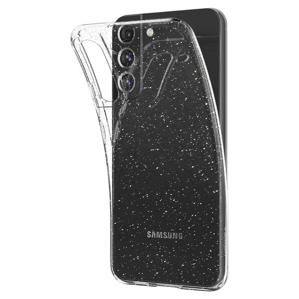 Противоударен Блестящ Калъф за Samsung S22, Spigen Liquid Crystal Glitter Quartz Case, Прозрачен (4)