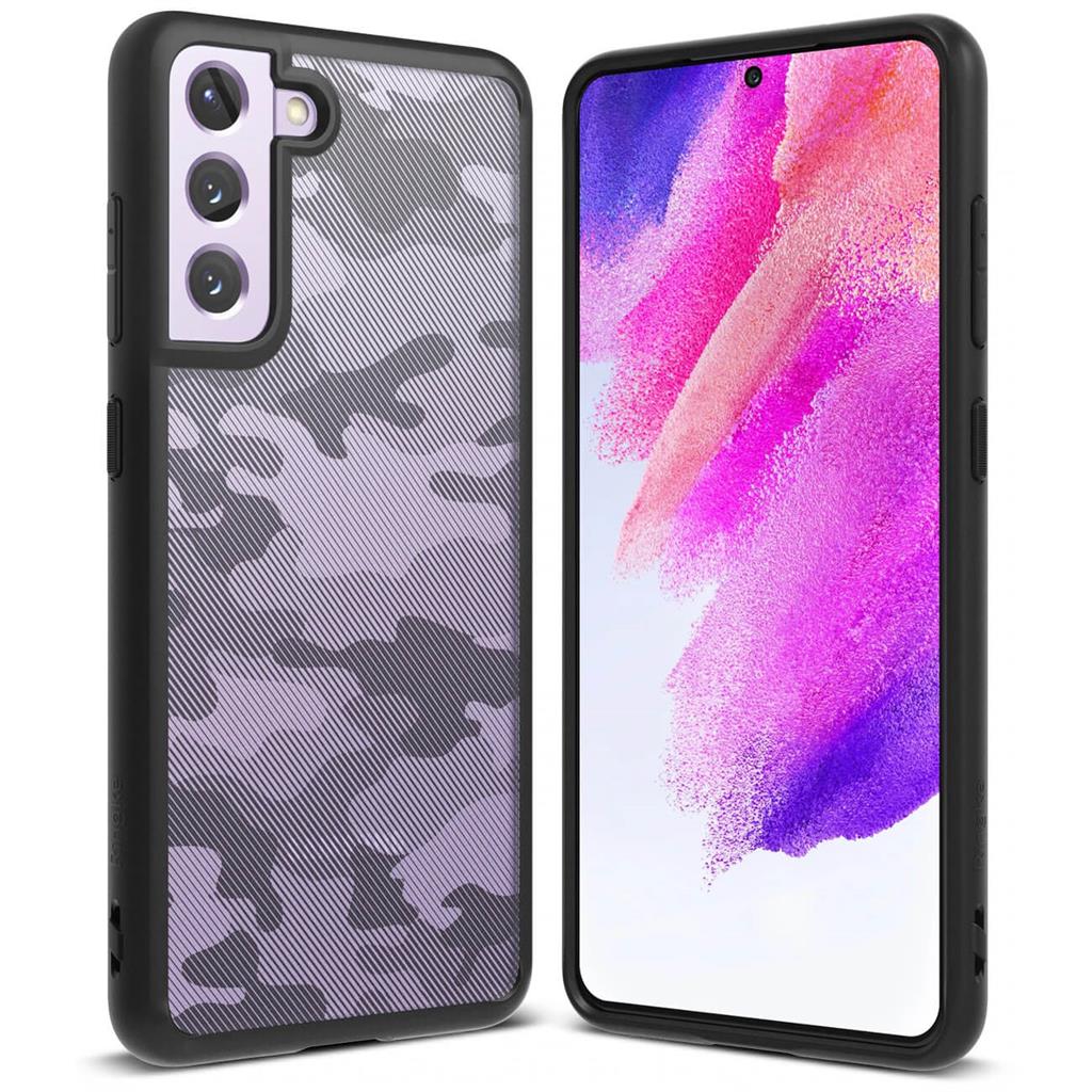 Противоударен Калъф за Samsung S21 FE, Ringke Fusion X Camouflage Case, Черен