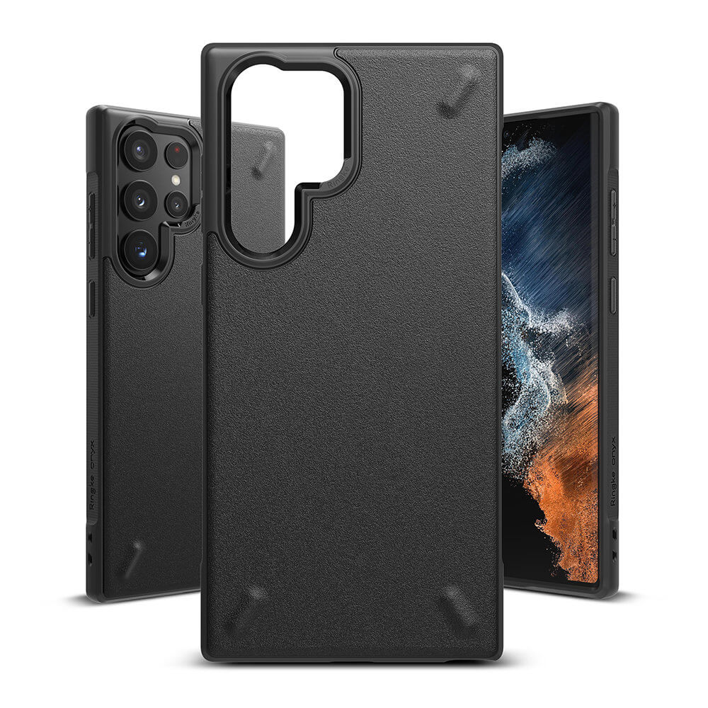 Противоударен Силиконов Калъф за Samsung S22 Ultra, Ringke Onyx Case, Черен (2)