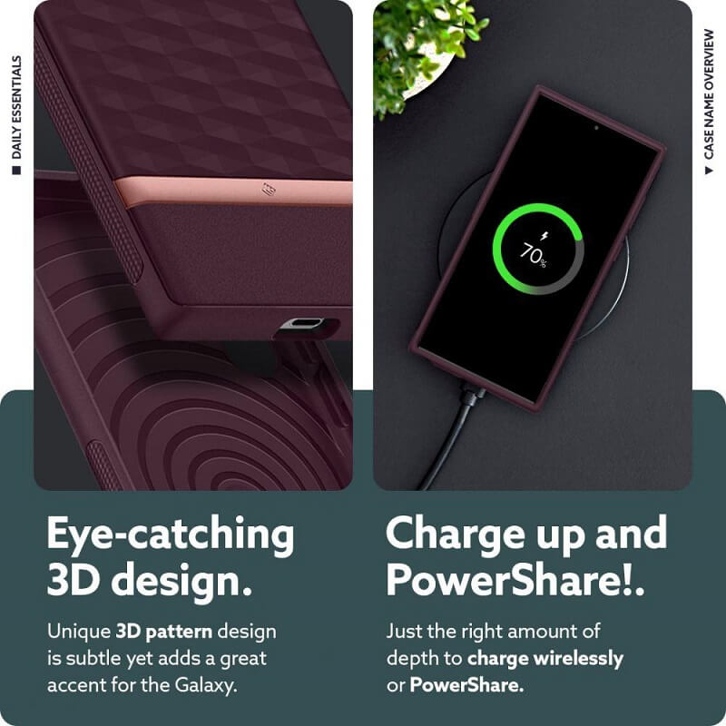 Противоударен Калъф за Samsung S22 Ultra, Spigen Caseology Parallax, Бордо (6)