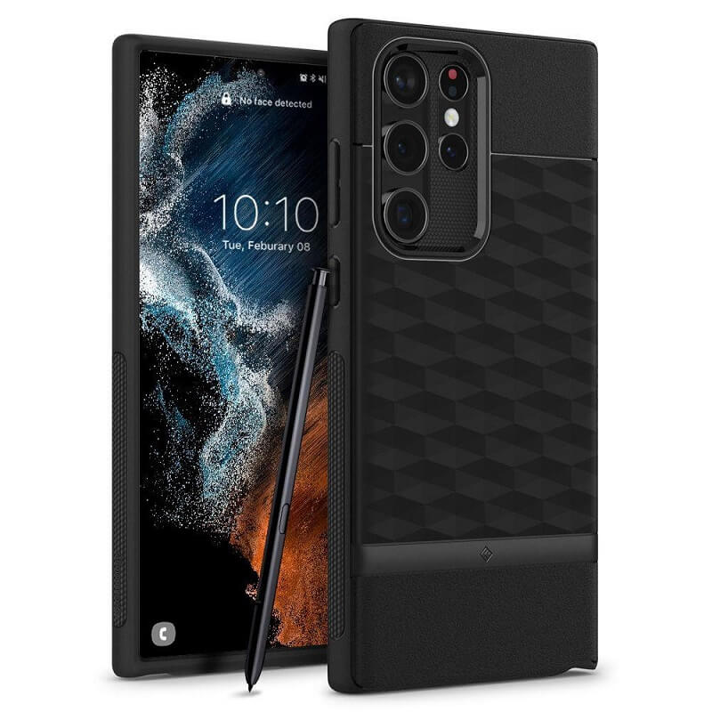 Противоударен Калъф за Samsung S22 Ultra, Spigen Caseology Parallax, Черен