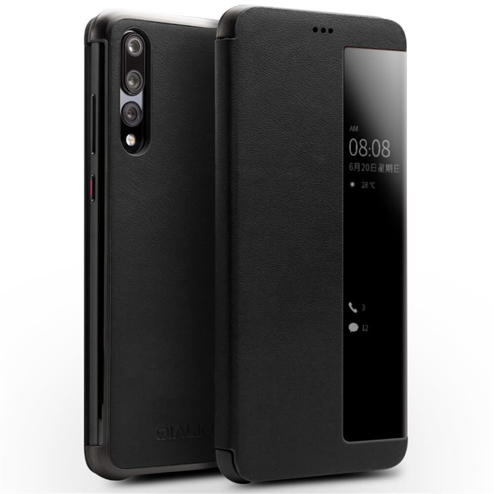 Активен Калъф за Huawei P20 Pro, Qialino Smart Book Case, Черен