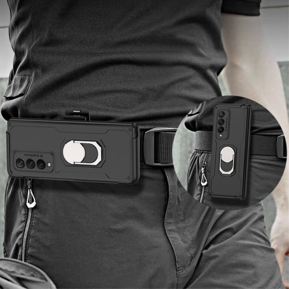 Калъф с Поставка за Колан за Samsung Z Fold 3, GKK KickStand Case, Черен (4)