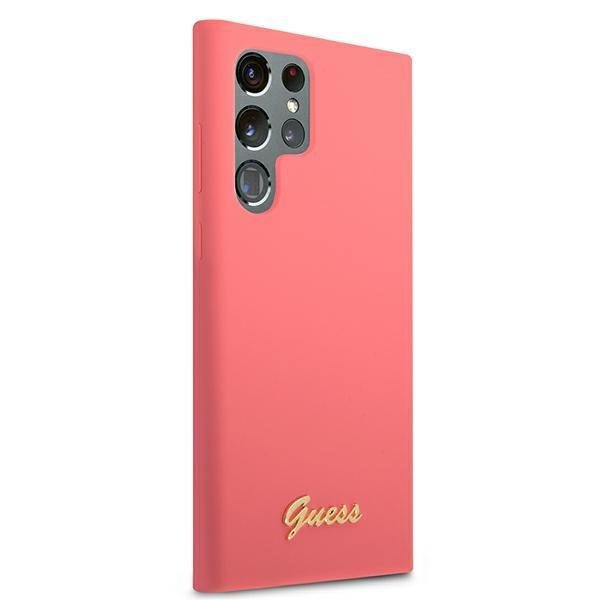 Луксозен Калъф за Samsung S22 Ultra, Guess Silicone Case, Розов (4)