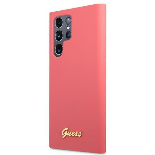 Луксозен Калъф за Samsung S22 Ultra, Guess Silicone Case, Розов (5)