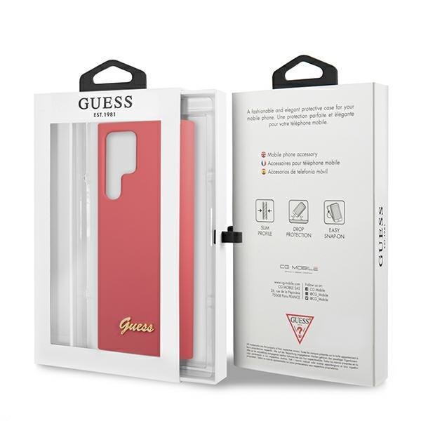 Луксозен Калъф за Samsung S22 Ultra, Guess Silicone Case, Розов (7)