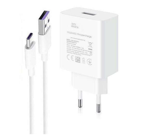 Оригинално Бързо Зарядно за Huawei P40 Pro/Lite, P30 Pro, Mate 20 Pro 220v Super Charger 2 AP84 & USB-C 40W, Бял, (Bulk)