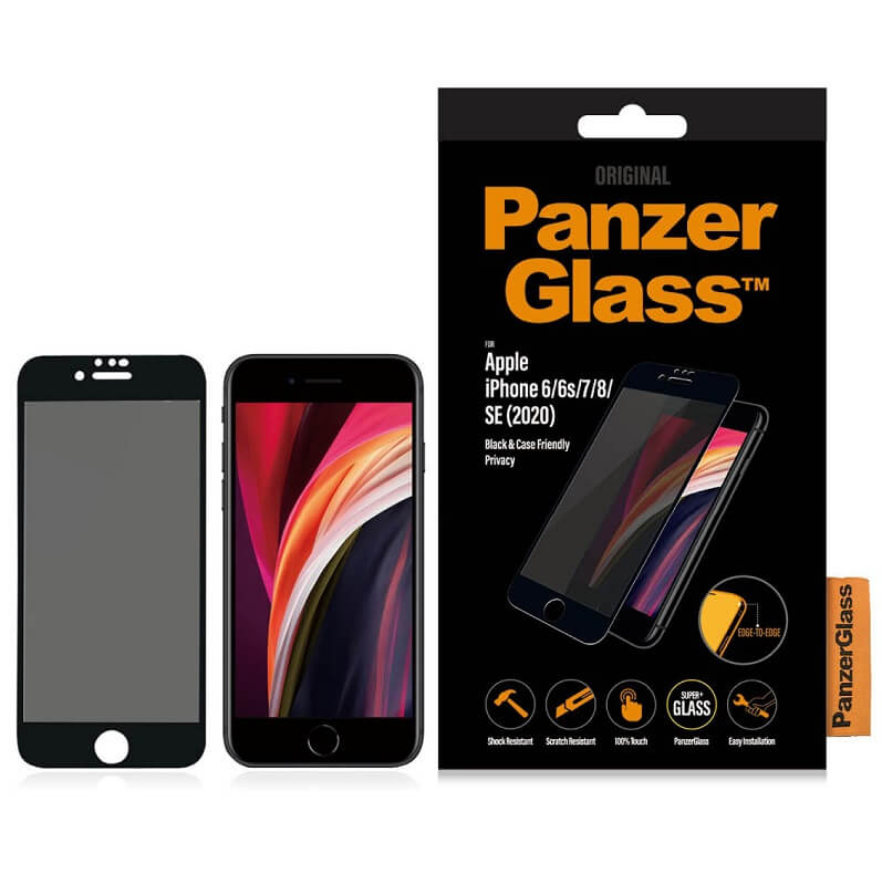 Стъклен Протектор за iPhone SE 2022/2020 8/7, PanzerGlass Antibacterial, Черен (3)
