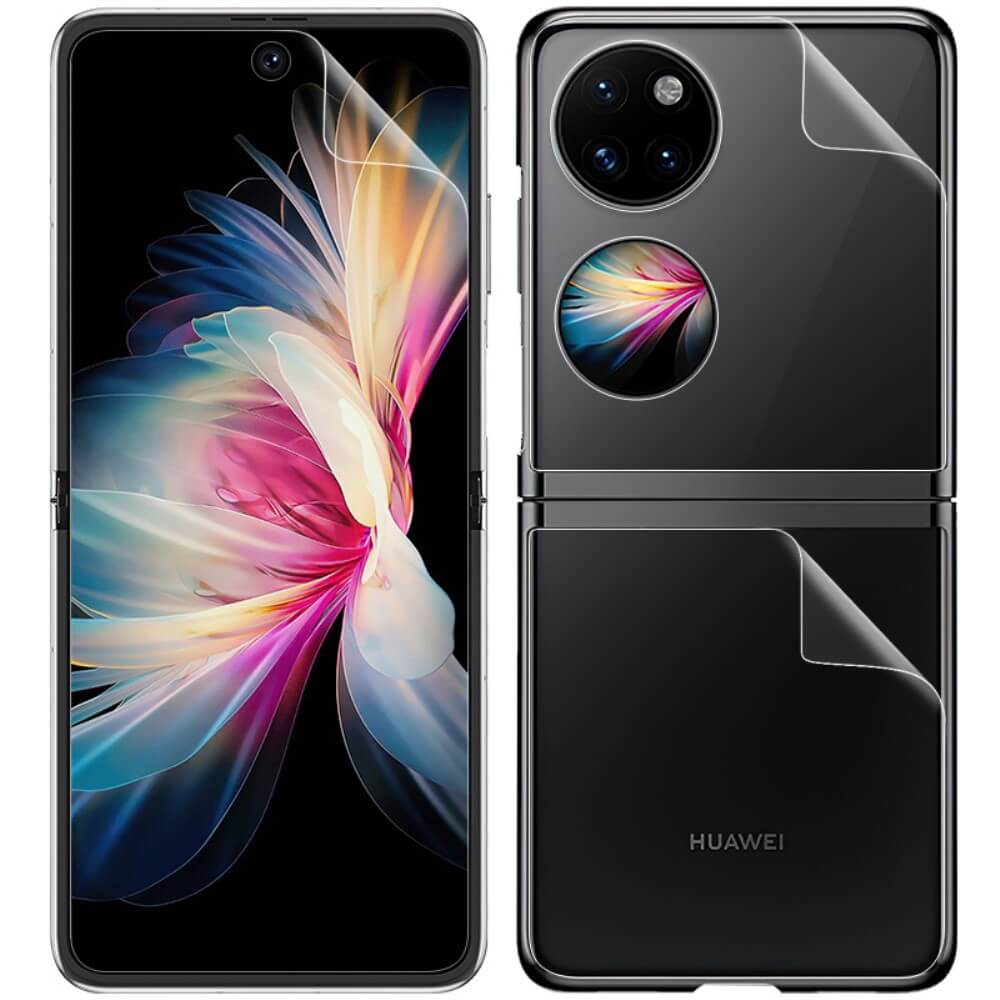 Комплект Протектори за Huawei P50 Pocket, iMAK Soft Folio Glass, Прозрачен