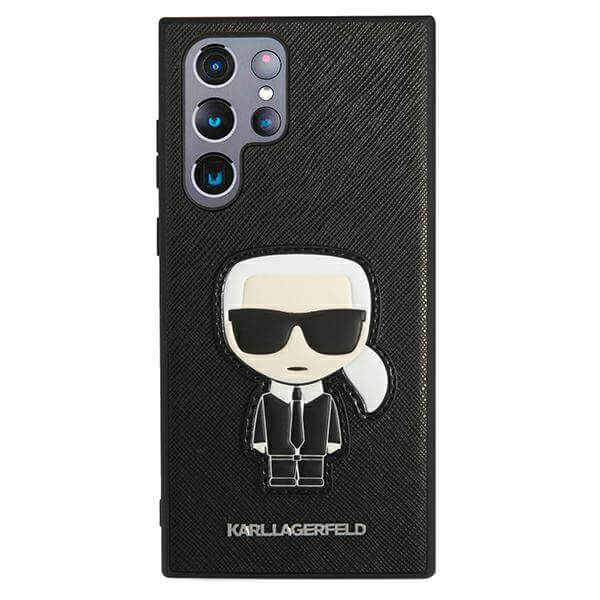 Луксозен Калъф за Samsung S22 Ultra, Karl Lagerfeld Saffiano Ikonik TPU Case, Черен (3)