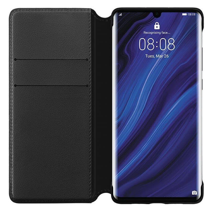 Оригинален Кожен Калъф за Huawei P30 Pro Wallet Book Case, Черен (3)