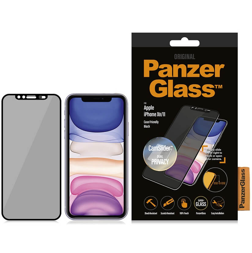 Privacy Протектор с Selfie Плъзгач за iPhone 11/ XR, PanzerGlass Camslider, Черен (5)