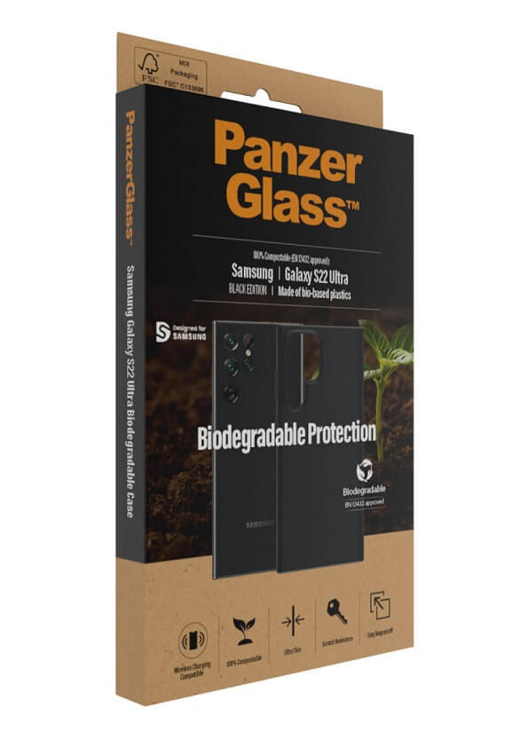 Био Калъф за Samsung S22 Ultra, Panzer Biodegradable Case, Черен (6)