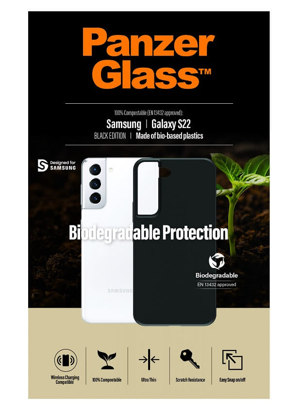 Био Калъф за Samsung S22, Panzer Biodegradable Case, Черен (2)