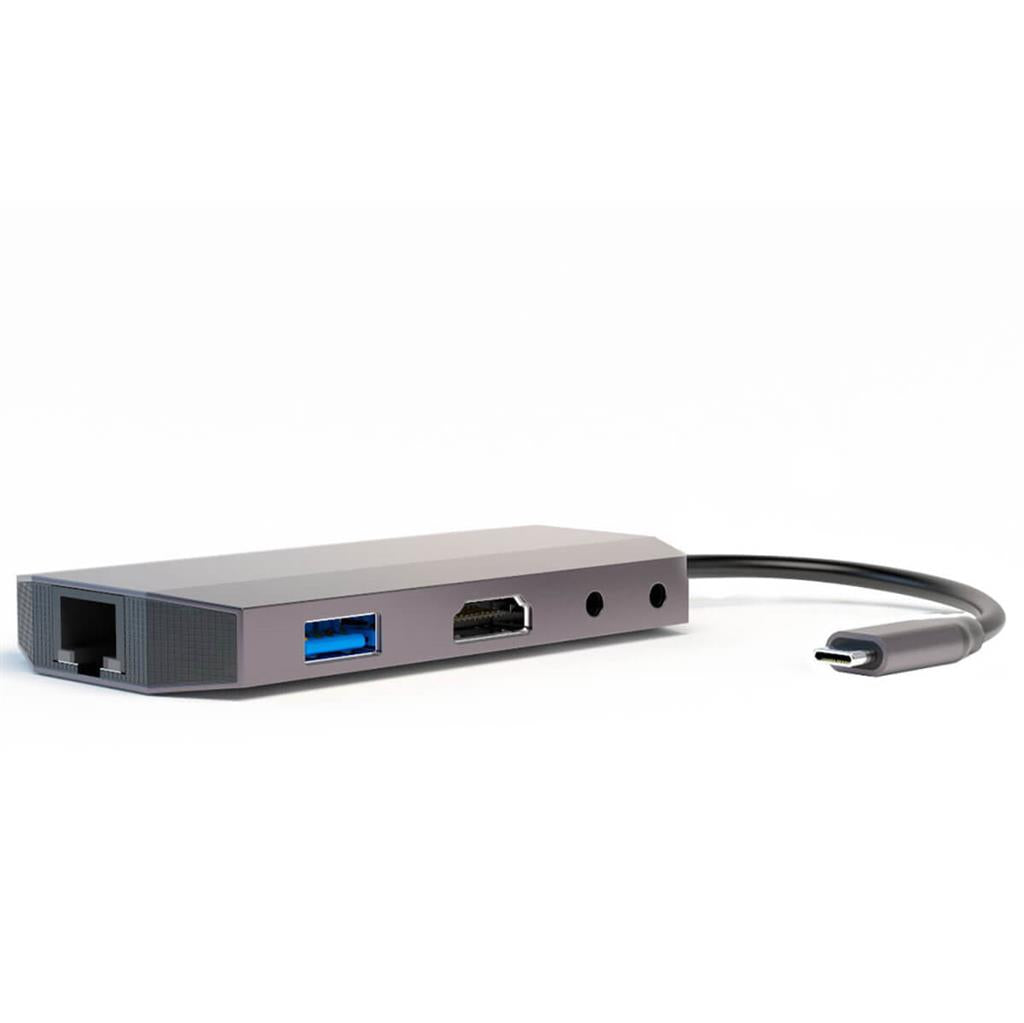 USB-C Хъб за Лаптопи, 4Smarts 9in1 HDMI-Ethernet-USB 3.0-Card Slot, Сив