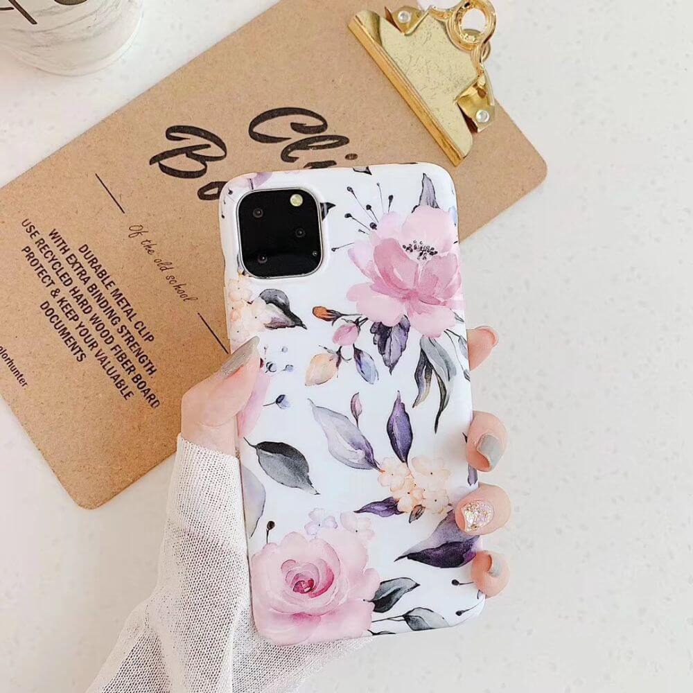 Силиконов Дамски Калъф за Samsung S21 FE, Floral Case, Розов (2)