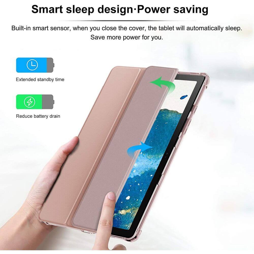 Кожен Калъф за Samsung Tab A7 10.4", Infiland Smart Case, Розов (2)